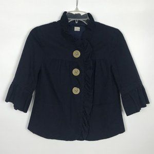 J. Crew Navy Ruffle Edge 100% Cotton  Style 12735